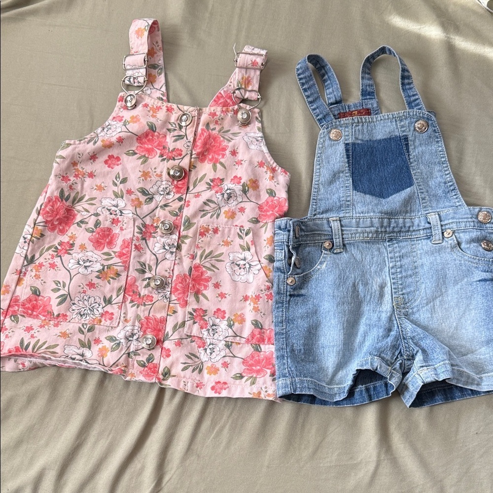 Little Lass Pink Floral Kids Dress set of two jumpers